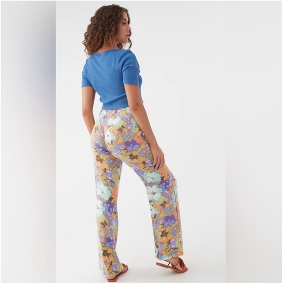 🔆O’Neill🔆 JOHNNY SAMI FLORAL BEACH PANTS WIDE LEG Elastic waist vacation - Picture 7 of 13